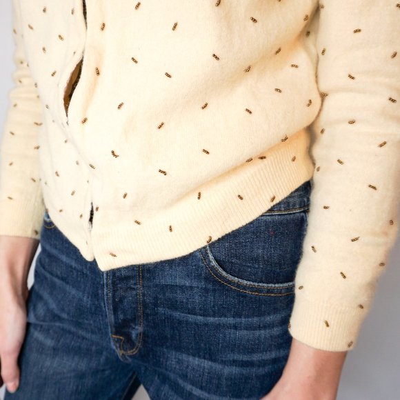 VINTAGE Caritas Cream Beaded Knit Cardigan - Picture 7 of 7